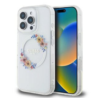 Imagen de GUESS IPHONE 16 PRO MAX MAGSAFE CASE PRINTED FLOWERS WREATH TRANSPARENT 1452