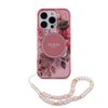 Imagen de FUNDA GUESS IPHONE 16 PRO MAGSAGE CASE FLOWERS WITH BEADS STRAP PINK 8876