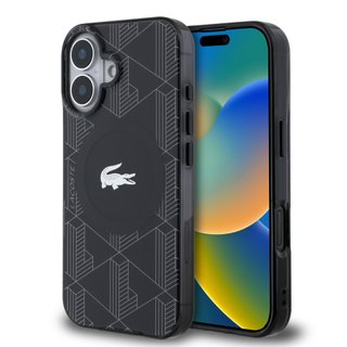 Imagen de FUNDA LACOSTE IPHONE 16 PLUS MAGSAFE MONOGRAM LOGO NEGRO 1139