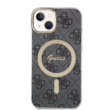Imagen de FUNDA GUESS IPHONE 15 MAGSAFE LOGO BLACK RING GOLD 4543