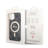 Imagen de FUNDA GUESS IPHONE 15 MAGSAFE LOGO BLACK RING GOLD 4543