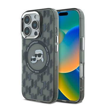 Imagen de FUNDA KARL LAGERFELD IPHONE 16 PRO KARL AND CHOUPETTE HEADS ON KL PATTERN BLACK 8383