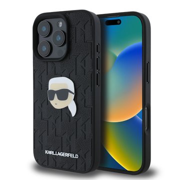 Imagen de FUNDA KARL LAGERFELD IPHONE 16 PRO MONOGRAM PU LEATHER CASE WITH PIN LOGO KARL HEAD 9563