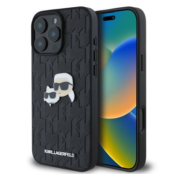 Imagen de FUNDA KARL LAGERFELD IPHONE 16 PRO MAX MONOGRAM PU LEATHER CASE WITH PIN LOGO KARL & CHOUPETTE HEADS 9396