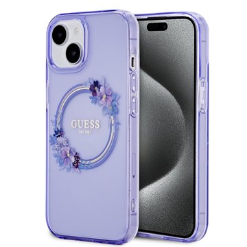 Imagen de FUNDA GUESS IPHONE 15 MAGSAFE FLOWERS PURPLE 1560