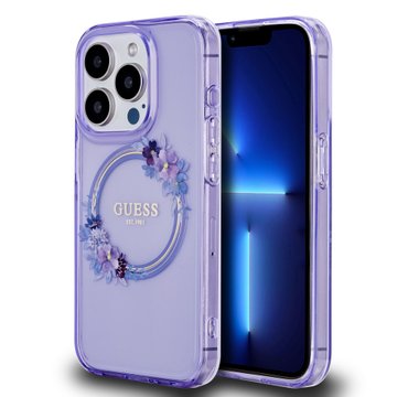 Imagen de FUNDA GUESS IPHONE 14 PRO MAGSAFE FLOWERS PURPLE 1546