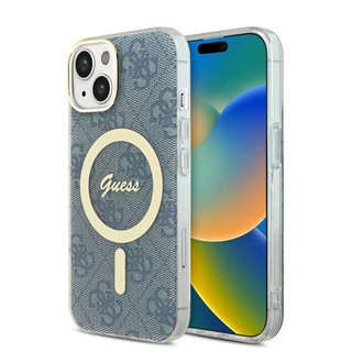 Imagen de FUNDA GUESS IPHONE 15 MASGAFE BLUE GOLD 4628