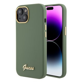 Imagen de FUNDA GUESS IPHONE 15 SILICONE GREEN GOLD 9468