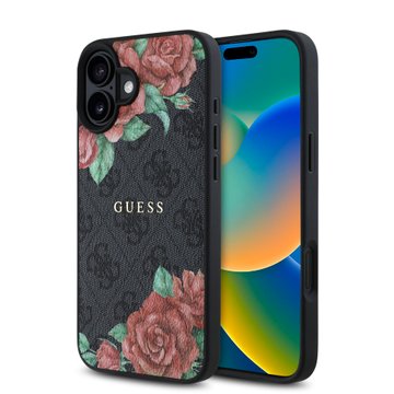 Imagen de FUNDA GUESS IPHONE 16 MAGSAFE FLOWER BLACK 0093