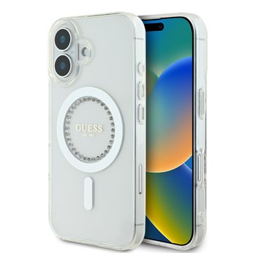 Imagen de FUNDA GUESS IPHONE 16 MAGSAFE RHINESTONE WHITE 5758