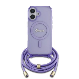 Imagen de FUNDA GUESS IPHONE 16 MAGSAFE SCRIPT CORREA PURPLE 5846