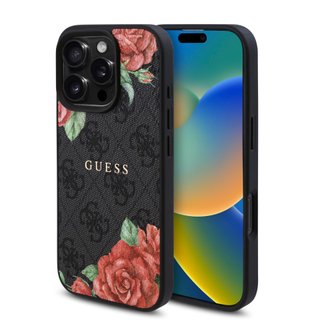 Imagen de FUNDA GUESS IPHONE 16 PRO MAGSAFE  FLOWER BLACK 0116