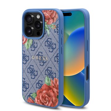 Imagen de FUNDA GUESS IPHONE 16 PRO MAG FLOWER BLUE 0413