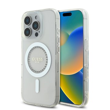 Imagen de FUNDA GUESS IPHONE 16 PRO MAGSAFE RHINESTONE WHITE 5772