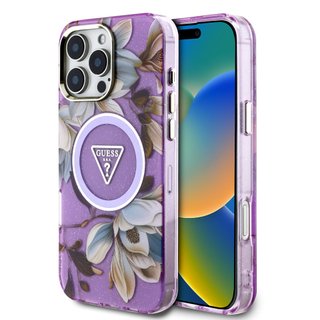 Imagen de FUNDA GUESS IPHONE 16 PRO MAX MAGSAFE FLOWER PURPLE 0993
