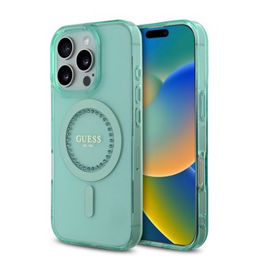 Imagen de FUNDA GUESS IPHONE 16 PRO MAX MAGSAFE RHINESTONE GREEN 5932