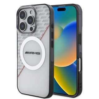 Imagen de FUNDA AMG IPHONE 16 PRO MAGSAFE WHITE RED 8930