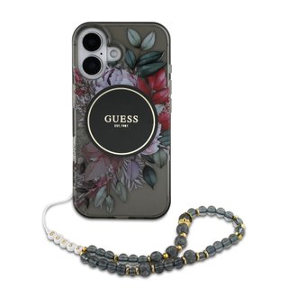 Imagen de FUNDA GUESS IPHONE 16 MAGSAFE STRAP BLACK FLOWERS 8708