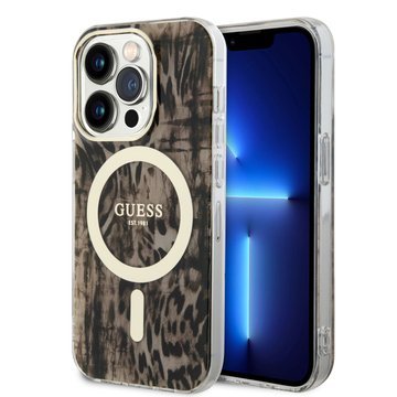 Imagen de FUNDA GUESS IPHONE 14 PRO MAGSAFE LEOPARD BROWN 0251