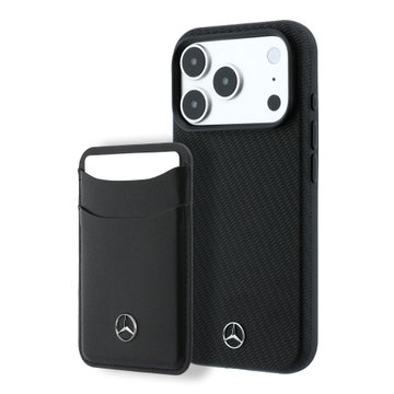 Imagen de FUNDA MERCEDES BENZ IPHONE 18 PRO MAGSAFE GRILL PATTERN AND CARD WALLET PU LEATHER BLACK 2302