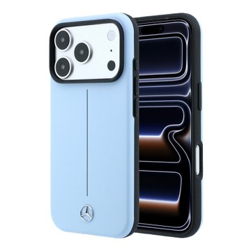 Imagen de FUNDA MERCEDES BENZ IPHONE 18 PRO MAGSAFE PU LEATHER SEMI WRAP W/ ICONIC LINE LIGHT BLUE 1541