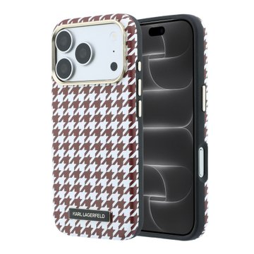 Imagen de FUNDA KARL LAGERFELD IPHONE 18 PRO MAX MAGSAFE MOOTH PU HOUNDSTOOTH & RESIN LOGO BURGUNDY 9813