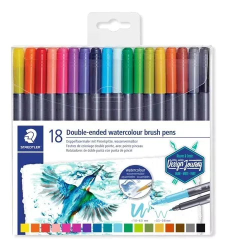 Imagen de SET DE 18 MARCADORES DOBLE PUNTA ACUARELABLES STAEDTLER