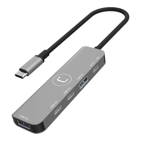Imagen de Hub 4 Puertos Unno Hb1012gy 2 Usb C / 2 Usb A