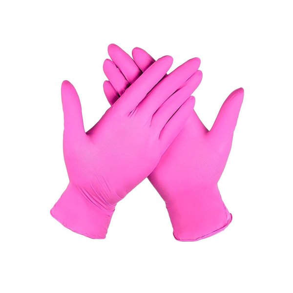 Imagen de Guantes De Nitrilo Descartables Rosa 50 Pares Talle M