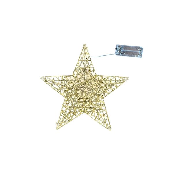 Imagen de Estrella Metalica Dorada 30cm C/ Luz Led Decoración Navideña