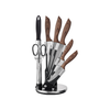 Imagen de Set De 5 Cuchillos Simil Madera + Tijera + Afilador + Base