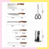 Imagen de Set De 5 Cuchillos Simil Madera + Tijera + Afilador + Base