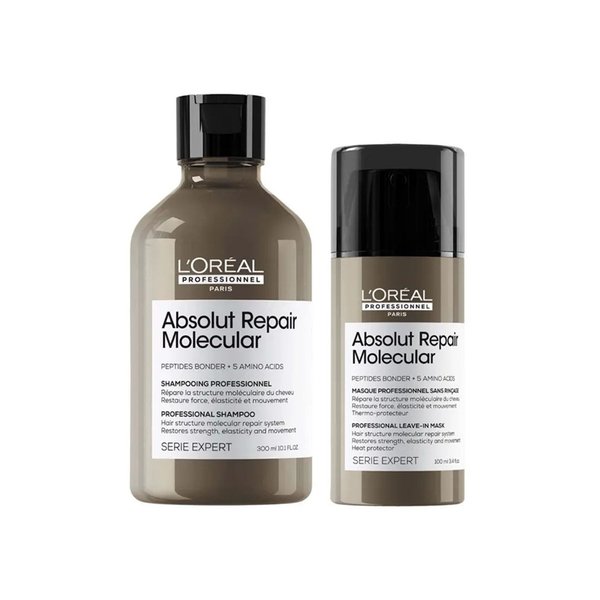 Imagen de Pack Loreal Absolut Repair Molecular Shampoo 300ml + Crema Sin Enjuague 100ml
