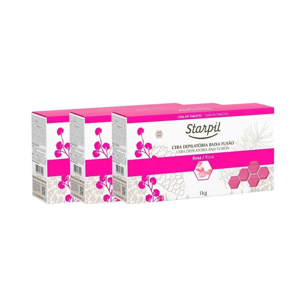 Imagen de Pack 3 Ceras Depilatorias En Pastilla Starpil Rosa 1Kg