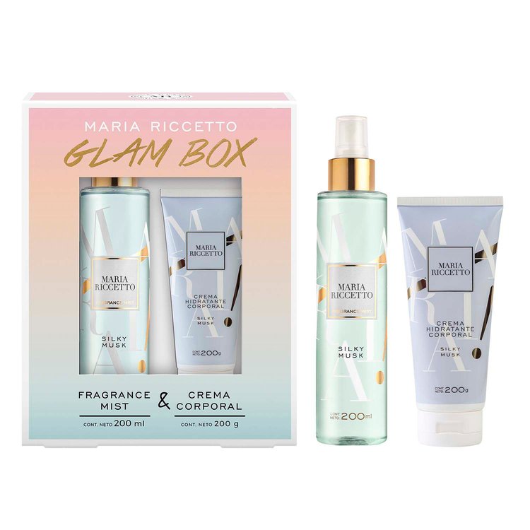 Imagen de María Riccetto Estuche Glam Box Silky Musk Body Mist 200 ml + Locion Corporal 200 ml