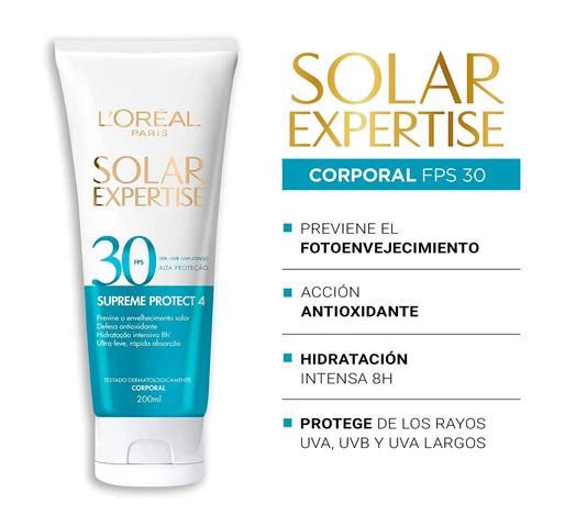 Imagen de L'Oreal Paris Protector Solar Expertise supreme 4 SPF 30 200 ml