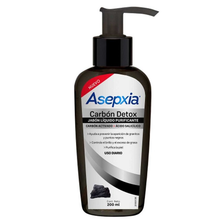 Imagen de Asepxia Jabón Liquido Facial  Purificante Carbón Detox 200 ml