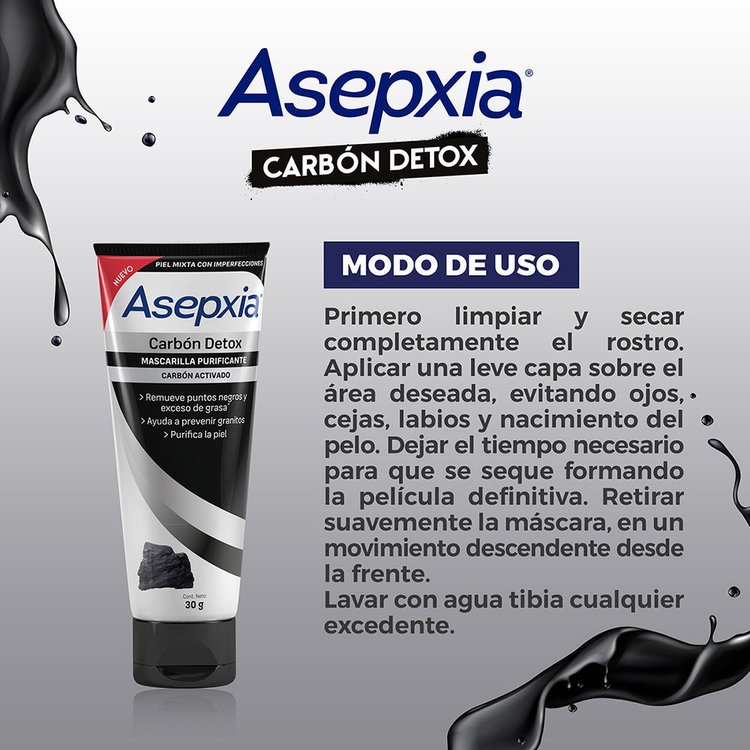 Imagen de Asepxia Mascarilla Peel Off Purificante Carbon Detox 30 gr
