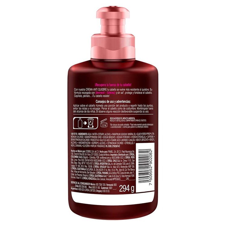 Imagen de L'Oréal Paris Crema Para Peinar Elvive  Anti Quiebre  Caída Resist 300 ml