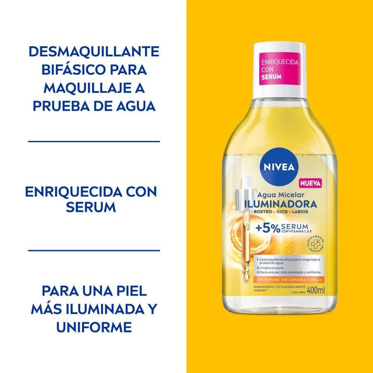 Imagen de Nivea Agua Micelar Iluminadora Con Serum  Piel Sensible y Opaca 400 ml