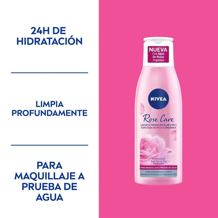 Imagen de Nivea Rose Care Leche/Tonico Micelar con Agua Rosas 200 ml