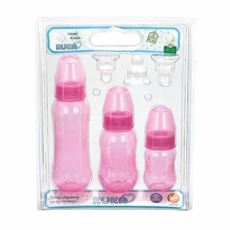 Imagen de Kuka Aquarela Set de Mamaderas x 3 Unidades Tetina Anatómica - Rosada