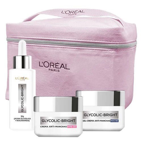 Imagen de L'Oréal Paris Pack Con Necesaire Glycolic-Bright Serum 30 ml + Crema de Dia  + Crema de Noche