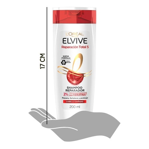 Imagen de L'Oreal Paris Shampoo Elvive  Reparacion Total 5+ Keratin 200 ml