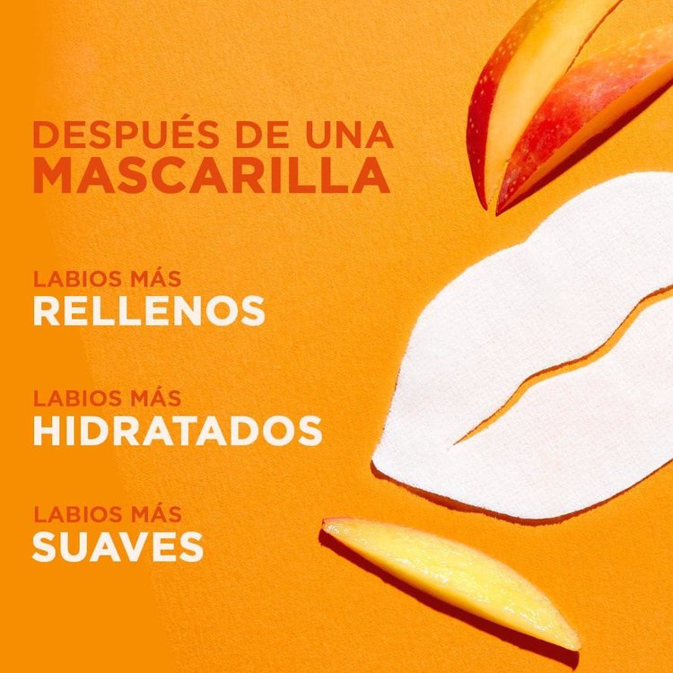 Imagen de Garnier Mascarilla De Tela Reparadora De Labios Secos Mango