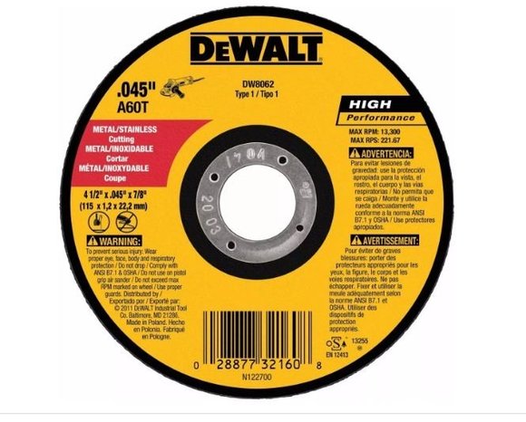 Imagen de Disco Dewalt cte metal centro depr. 115 x 0.8 x 22.2mm - Ynter Industrial