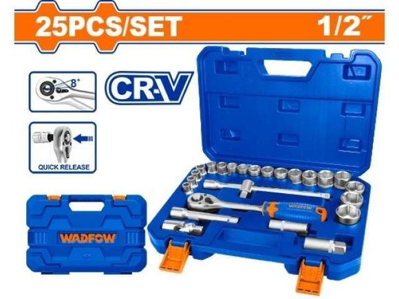 Imagen de Set 25 Dados Y Crique 1/2" Wadfow - Ynter Industrial