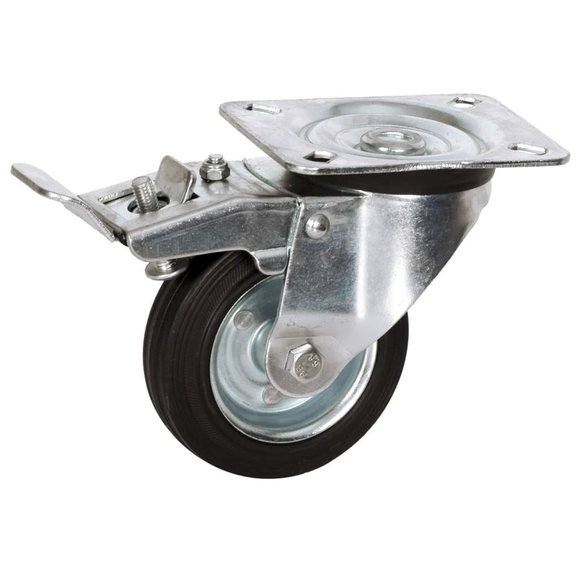 Imagen de RUEDA GIRATORIA CON BASE C/ FRENO 200 MM NEGRA 175KG - Ynter