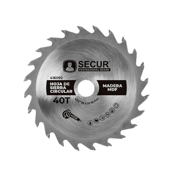 Imagen de Hoja de sierra circular  4 1/2" 40 dientes Secur-Ynter Industrial