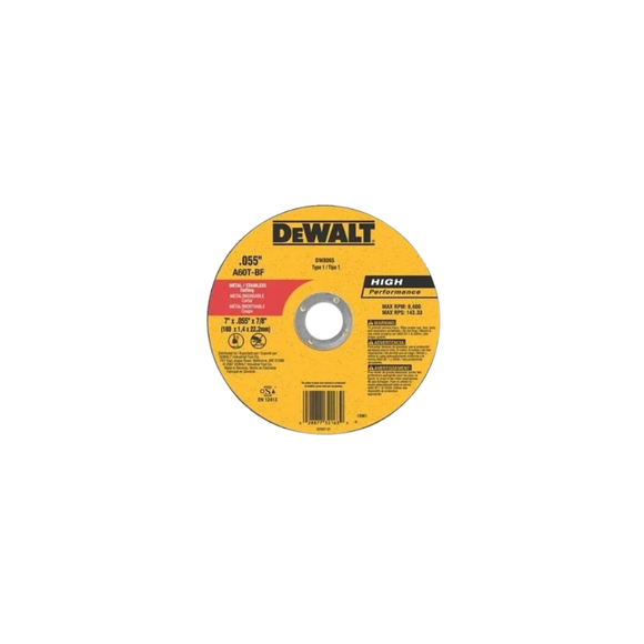 Imagen de Disco Dewalt Cte Metal Chato 115x1.6x22.2mm - Ynter